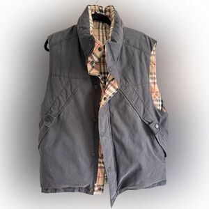 Men’s Burberry reversible Puffer Vest with Plaid Interior and hood